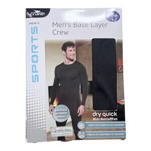NEW Men’s Sports Base Layer Shirt LG Crane Wicks Moisture Quick Dry Black Top
